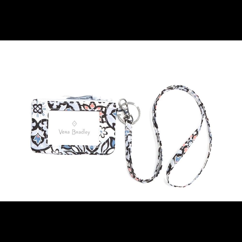 Vera Bradley Zip ID Case and Lanyard Cotton in Lisbon Medallion NWT